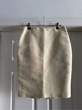 Linda Allard Ellen Tracy Champagne Satin Pencil Skirt Size 6